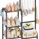 3-Tier Floor-Standing Purse Organizer for Closet, Black
High-Capacity Handbag Organizer with 5 Purse Hanger & 3 Side Hooks, Space-Saving Purse Rack Stand for Storage in Small Space