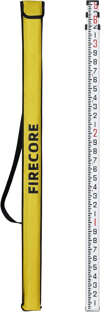 Firecore 9-Foot Aluminum Grade Rod  10ths, Dual Sided 3-Section Telescopic Survey Rod