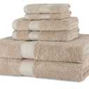 Amazon Basics Fade Resistant Bath, Hand and Washcloth Towel Set, 100% Cotton