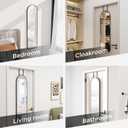 SCWF-GZ 47x14 Mirror Full Length Back Door Hanging or Wall Mounted Aluminum Metal Frame Arch Mirrors for Entryway Bedroom Bathroom Dressing Living Room 47 14 inch Black