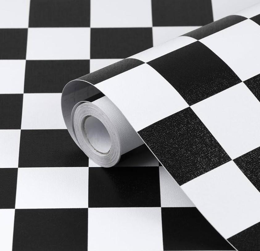 Amiya Checkered Wallpaper Peel and Stick Black White Mosaic Checkerboard Contact Paper 17.3”X120”Modern Self Adhesive Vinyl Removable Wall Paper for Shelf Liner,Classroom,Cabinets,Living Room