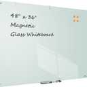 White Board for Wall - 48" x 36" White Glass Board 4 X 3 FT