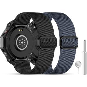 Nylon Bands Compatible with amazfit trex 3 Watch Band,Elastic Watch Band for Trex 3,Durable Replacement Watch Bands For Men Women(2 Pack)
