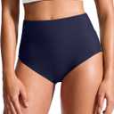 G Gradual Women's High Waisted Bikini Bottoms Tummy Control Swim Bottom Full Coverage Bathing Suit Swimsuit Bottoms for Women (Navy) Size XS