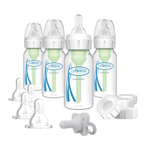 Dr. Brown's Options+ Slow Flow Preemie and Newborn Anti-Colic Bottle Set with 4oz Bottles and HappyPaci (13 Piece Set)