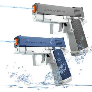 2 Pack Water Gun for Kids - Squirt Guns Water Blaster Soaker 100CC Capacity Water Pistol Toys for Boys Girls Toddlers, Ideal Summer Gifts for Swimming Pool Beach Outdoor Water Toys (Blue/Gray)