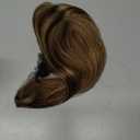HOOJIH Hair Topper for Women with Thinning Hair 4x2.5inch Base Real Human Hair Topper with Bangs Handmade Invisiable Lace Front Topper - Medium Brown with Blonde Highlights