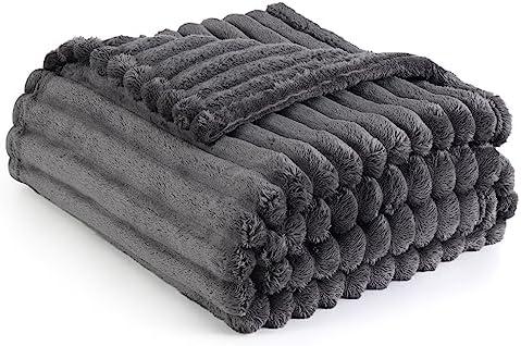 Bedsure Grey Fleece Throw Blanket for Couch - Super Soft Cozy Blankets for Women, Cute Small Throws for Girls, 50x60 Inches Gray