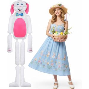 5 ft Easter Stuffed Bunny Pillow Decoration Huge White Pink Plush Rabbit Hang or Sit Decor Easter Spring Party Holiday Decor and Birthday Gifts