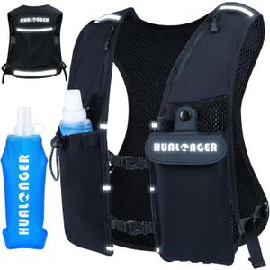 Running Hydration Vest for Women Men, Lightweight Breathable Hydration Pack with 500ml Soft Flask, Adjustable Chest Straps Reflective Backpack for Trail Running Marathon Race Jogging Cycling