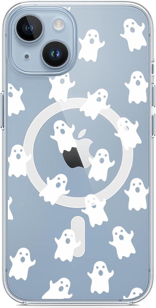 Ghosts Magnetic Case for iPhone 16 Pro, Aesthetic Pattern Cover Compatible with Magsafe for Girls Boys, Soft TPU Edge PC Back Protective Shockproof Phone Case for iPhone 16 Pro