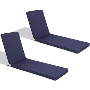 Only Choice Chaise Lounge Cushion, Outdoor Chair Cushions for Pool Side Chaise Lounge, Patio (Navy Blue-2 pc) (74.4"x 22.05"x 2.76")