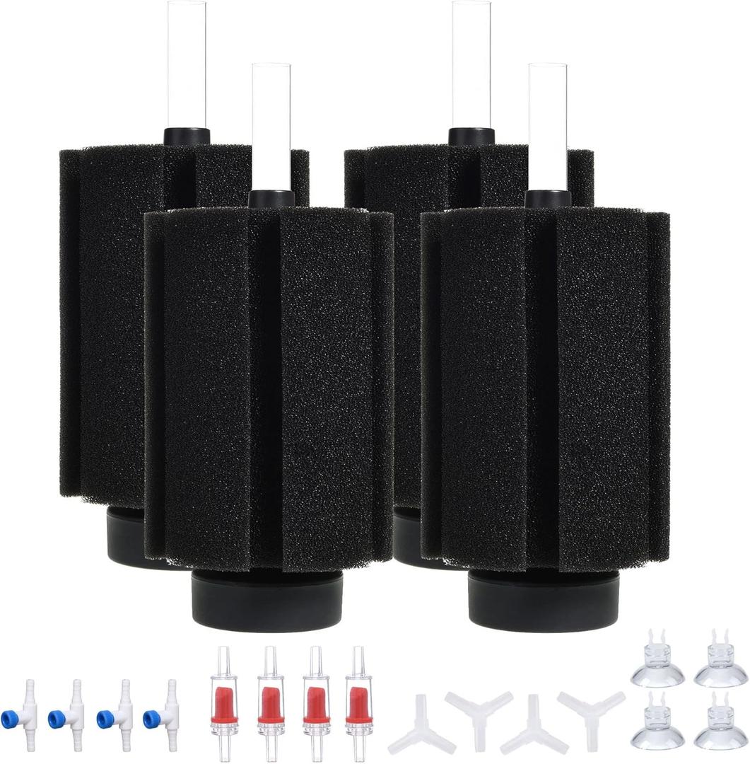 ALEGI Aquarium Bio Sponge Filter with Ceramic Media for Clear and Quiet Aquariums for Betta Fry Shrimp Tiny Fish Tank (75+ Gallon 4 Pack)