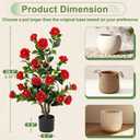 Artificial Camellia Tree 3.3 FT 2 Pack, Christmas Decor Fake Camellia Plant with Blooming Flowers&Natural Wood Trunk, Greenery Faux Potted Plant for Home Office Winter Indoor (Red, 3.3FT)