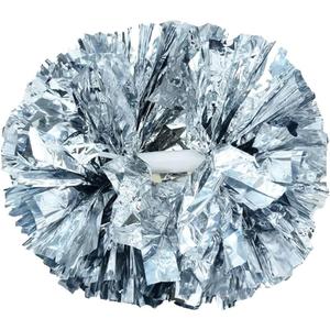 Hooshing 2/6/12PCS Cheerleading Pom Poms with Baton Handle for Team Spirit Sports Dance Cheering Kids Adults (Silver)