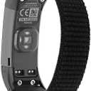 Watchband Compatible with Garmin vivosmart HR/HR+ Replacement Bands - Woven Nylon Strap with Hook and Loop ((10#) Dark Black)
