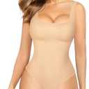 Nebility Womens' Waist Trainer Seamless Round Neck Tummy Control Shapewear Bodysuit XS/S