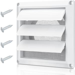 4 Inch Dryer Vent Cover for Exterior Wall Vent Hood Outlet Airflow, Dryer Air Vent with Screen with 4 Screw for Easy Installation, White