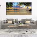 yearainn Canvas Wall Art Tropic Beach Sunset Palm Tree Leaves Large Nature Pictures Coast Landscape Canvas Artwork Seascape Ocean Contemporary Prints for Living Room Home Office Wall Decor 29" x 58"