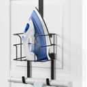 ORLESS Over The Door/Wall Mount Ironing Board Hanger, Laundry Room Iron and Ironing Board Caddy Storage Holder, Black