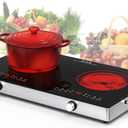 VBGK Electric Cooktop,110V 2400W Electric Stove Top with Knob Control,9 Power Levels, Kids Lock & Timer,LED touch control,Overheat Protection Electric stove,24 Inch desktop 2 burner