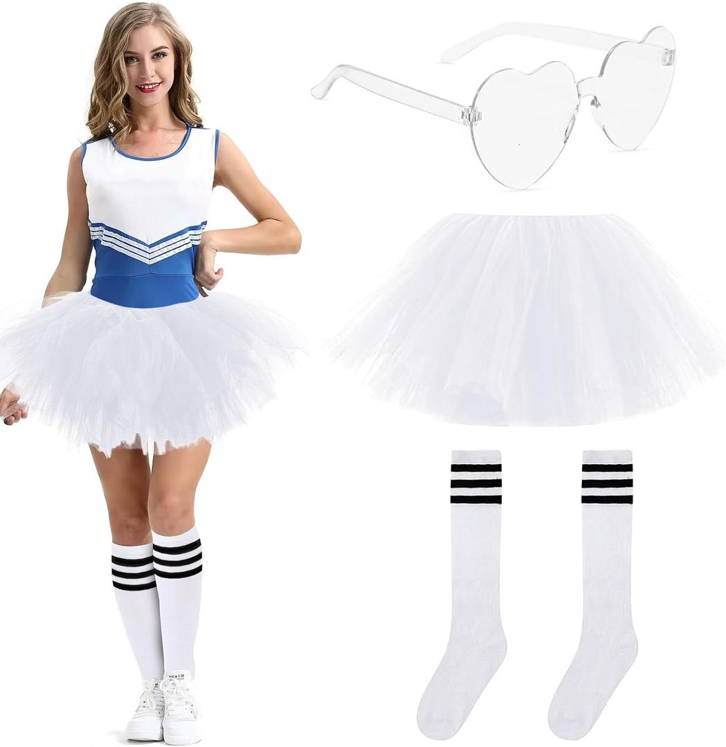 Tutus for Women Adult,5 Layered Tulle Neon Tutu Skirt with Tube Socks & Sunglasses for Running Ballet Dance USA 250th Party