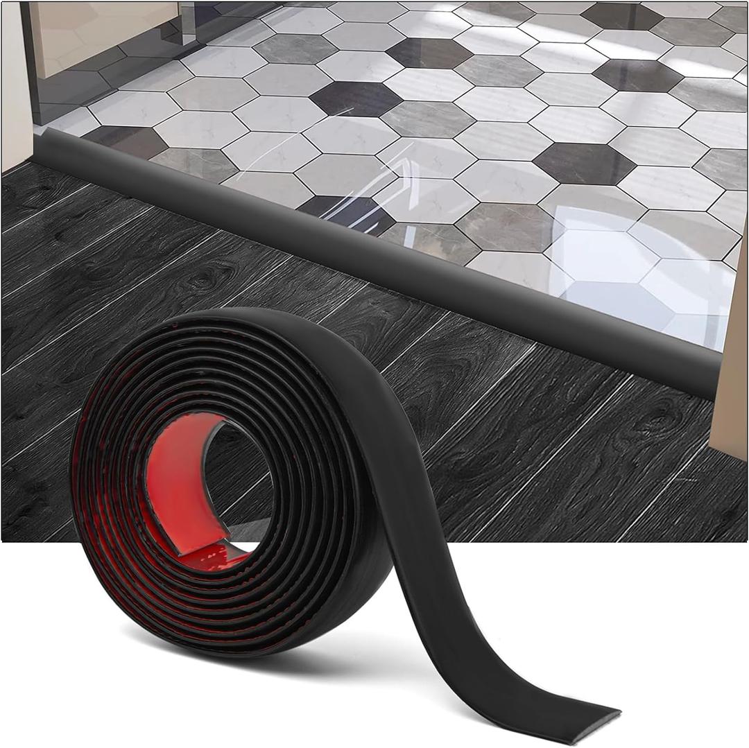 Art3d 10 FT Self Adhesive Vinyl Floor Transition Strip, Laminate Floor Strip Floor Flat Divider Strip for Joining Floor Gaps,Carpet Threshold Transition,Floor Tiles1.57in, Black