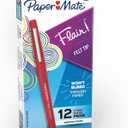 Paper Mate Flair Felt Tip Pens, Medium Point (0.7mm), Red, 12 Count