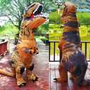 Inflatable Dinosaur Costume for Adult Halloween Dinosaur Costumes Blow up T rex Costume for Adults (Brown)