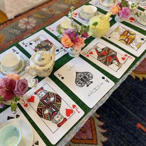 12 Pcs Wonderland Tea Party Decoration Poker Casino Placemats Party Game Table Non Slip Cup Mats for Dining Kitchen Birthday Baby Shower Decor Supplies