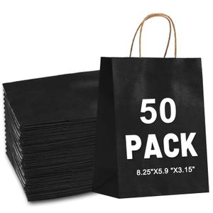 LIHOMR Gift Bags 8.25" x5.9 x3.15 50Pcs Paper Bags with Handles,kraft paper Bags for Small Business Christmas Bulk, Wedding, Party Favor, Shopping, Lunch, Halloween Trick-or-Treat (Red)