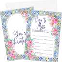Wedding Shower Invitations, Mediterranean Invites Cards For Couple, Floral Bridal Shower Party Celebration Favors Supplies, 25pcs Wedding Banquet Party Fill In Cards With Envelopes -10