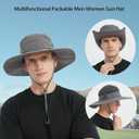 2 x Sireck Men Fishing Hat, Adjust Rotating Buckle Sun Hat, Wide Brim UPF 50+ UV Protection Summer Safari Hat,Bucket Hiking Hat (Gray)