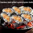 304 Stainless Steel Grillable Oyster Shells Reusable Machine washable for cooking grilling oysters shrimp scallops (12)