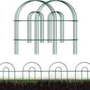 Decorative Garden Folding Border Fence, Metal Wire Edging Flower Fence Panel 18in X50ft Outdoor Patio Landscape (Green-18x50, Green)