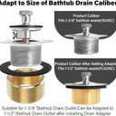 Universal All Metal Lift & Turn Black Bathtub Drain Kit with Fine/Coarse Thread Conversion Twist Trim Kit Assembly,Chrome Polished Tub Drain and Overflow Kit with 2-Hole Overflow Faceplate