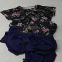 Ekouaer 2 Pack: Womens Pajamas Short Sleeve Sleepwear Tops and Capri Pants Pjs Print Pajama Sets (Medium, Black Flowers, Navy Blue)