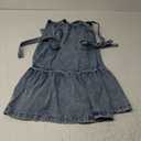 Vidifid Women Denim Cami Dress Tie Shoulder Ruffle Hem Short Dresses Babydoll Wash Jean Sundress with Pocket L