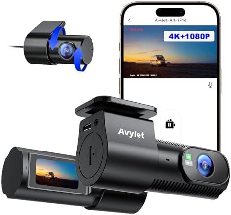 Avylet Dash Cam Front and Rear, 4K/1080P Built-in 5G WiFi APP Dash Camera for Cars, External GPS Module, 1.5” IPS Screen, Dual Dash Cam with Night Vision, 24H Parking Mode, 170° Wide Angle, G-Sensor