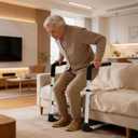 Couch Stand Assist for Elderly, Adjustable Stand Up Assist Chair Raiser, Heavy DutyStand Assist Aid with Non-Slip Handles for Seniors, 400 lbs Capacity, Elegance White