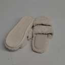 EverFoams Womens Fuzzy Open-toe Slippers Soft Comfy Memory Foam Indoor House Shoes Vanilla Ice, 7-8 US