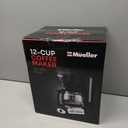 Mueller 12-Cup Drip Coffee Maker - Borosilicate Carafe, Auto-Off, Reusable Filter, Anti-Drip, Keep-Warm Function, Clear Water Level Window Coffee Machine, Kitchen Essentials & Accessories (Black)