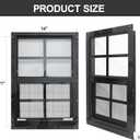 Yuzzy 14" x 21" Shed Windows with Tempered Glass and Fiberglass Screen, 2 Pack Small Sliding Windows for Shed, Chicken Coop, Playhouse, Household, Garage, Barns (Black)