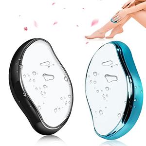 2 Pcs Crystal Hair Eraser for Women and Men - Reusable Crystal Hair Remover - Portable Magic Painless Exfoliation Easter Basket Stuffers - Blue & Black