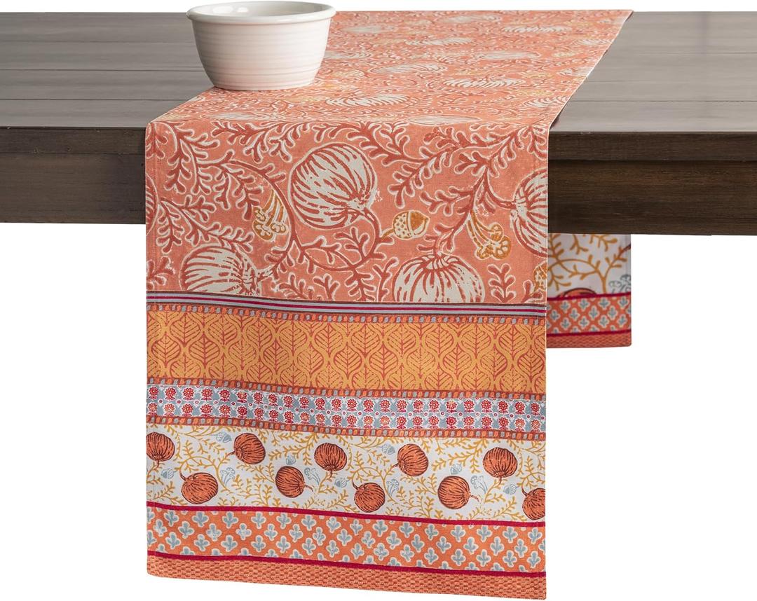Maison d' Hermine Table Runner 100% Cotton Double Layer Table Runners 108 inches Long for Thanksgiving Christmas Decorations Home Kitchen Dining Party Wedding (Harvest Festival, 14.5" x 108")