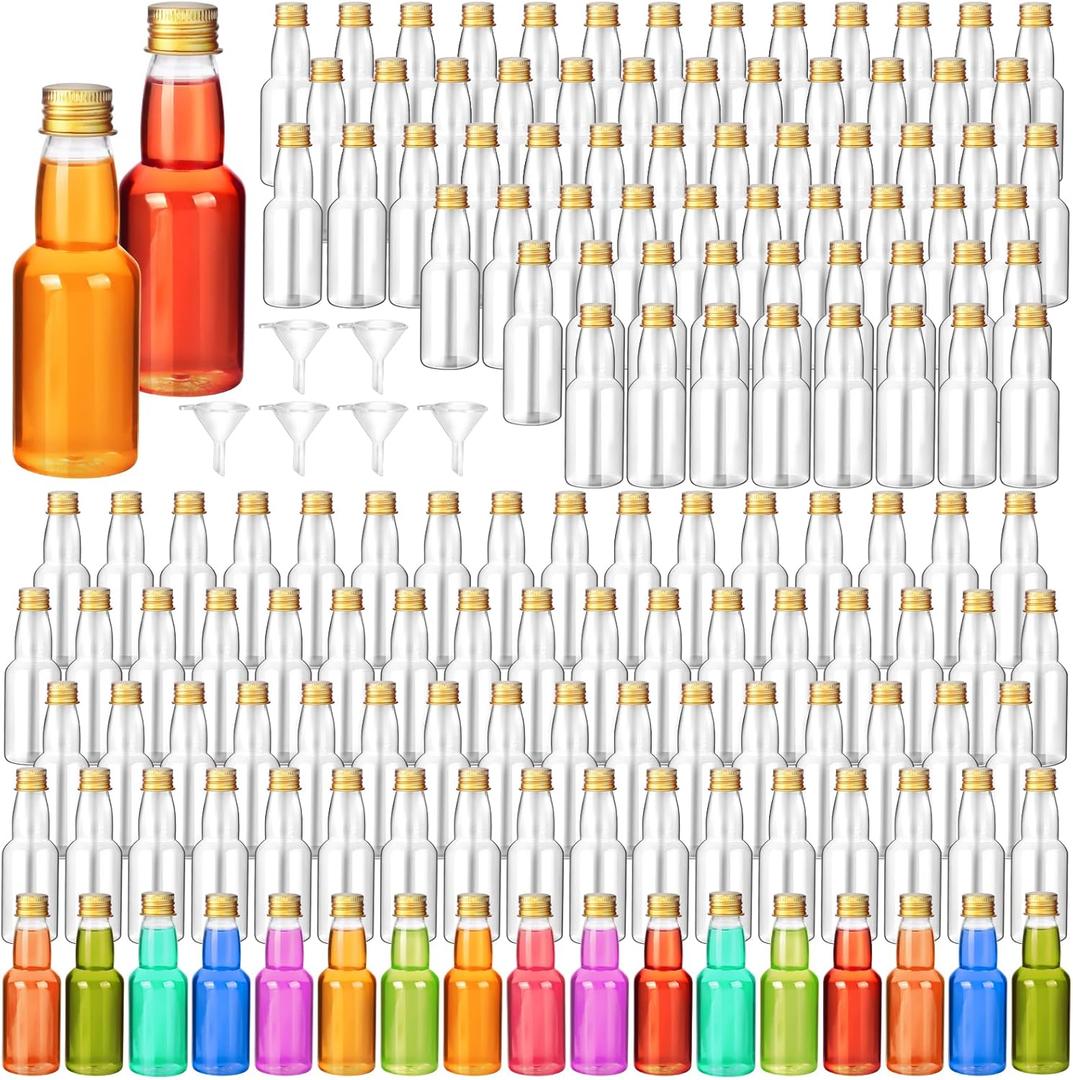 120 Pcs 2 oz Mini Liquor Bottles Bulk Small Alcohol Bottles Shot Empty Liquor Bottle with Caps for Party Favors, Weddings