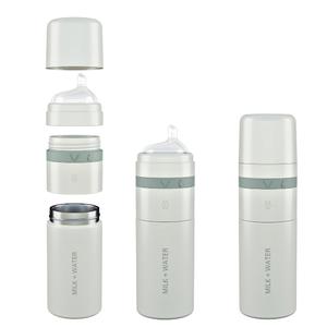 MILK & WATER All in One Baby Bottle & Baby Formula Dispenser On The Go, 9oz - Keeps Water Warm & Formula Fresh - Baby Formula Mixing Bottle with Anti Colic Nipple - Leak-Proof - 6+ Months (Green)