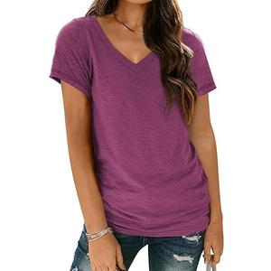 Womens Cap Sleeve T Shirts V Neck Casual Tops Oversized T-Shirt Summer Trendy Lightweight Loose Fit Basic Tees (Small)