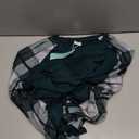 WIHOLL Women’s Plaid Sleeve Tunic Top, Dark Green - XL