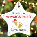 3 x ZAGKOO Pregnancy Announcement Ornament - Baby Announcement Christmas Ornament for Parents to Be - Baby on The Way Keepsake for Expecting Mom and Dad - Ceramic Holiday Tree Decoration